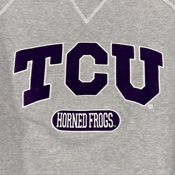 Texas Christian university, horned frogs spellout, crewneck sweatshirt, sz small - Picture 2 of 7